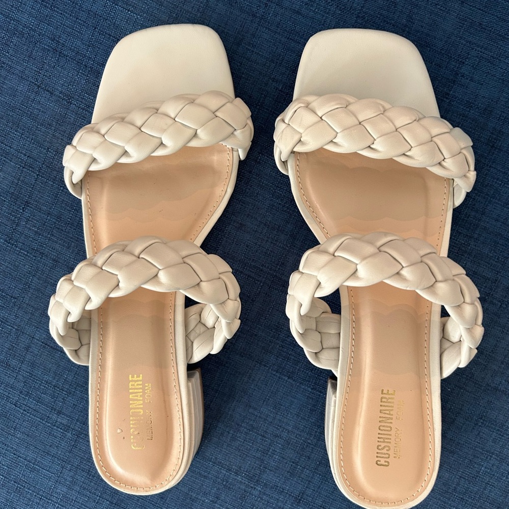 Winter white braided sandals